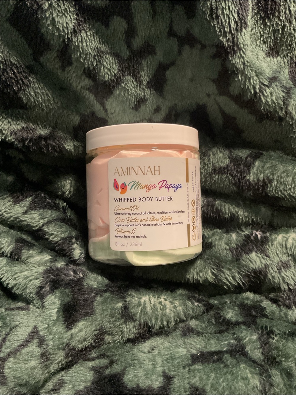 AMINNAH Mango Papaya Whipped Body Butter - Pink/Peach